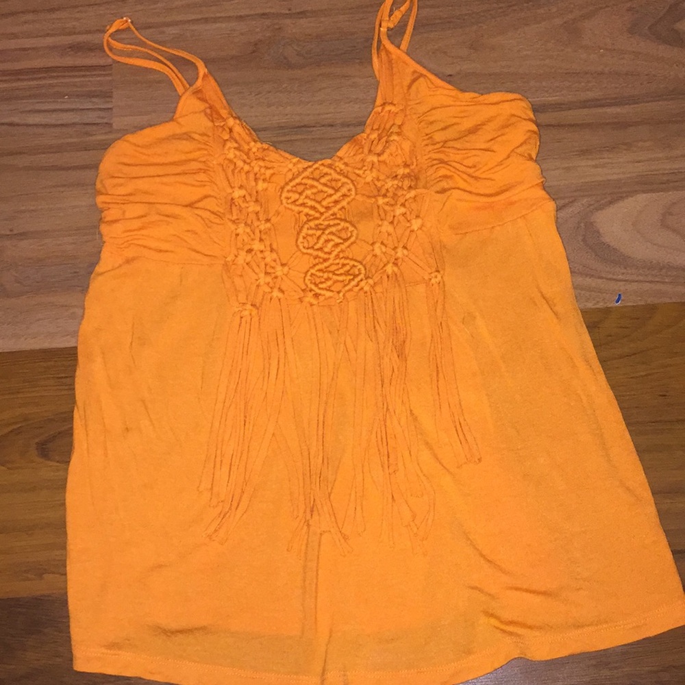 Orange macrame tank